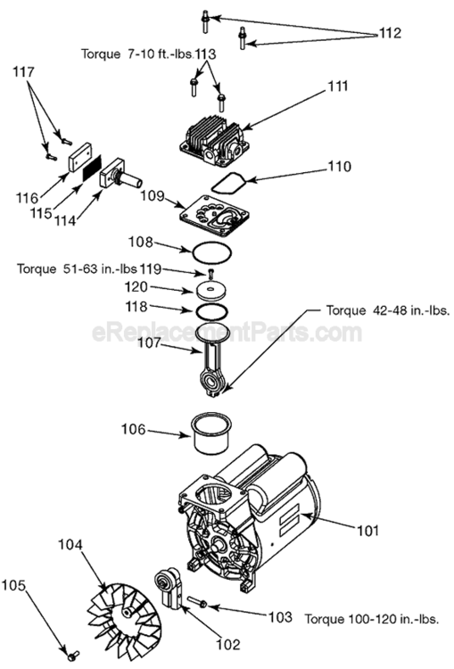 Page B Diagram and Parts List for Type 1 Porter Cable Compressor